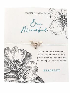 Two's Company "Bee Mindful" bracelet crystal bee NWT